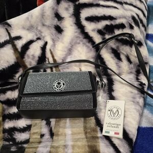 Valentino Orlandi Black Crossbody Bag with Silver Accents